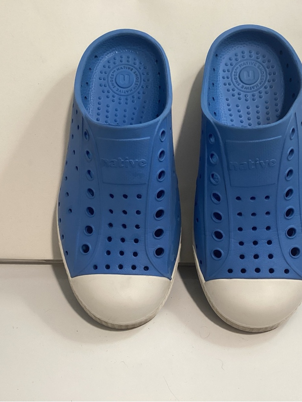 Native Kids Water Shoe Slip-On in Blue with White Toe Cap Size 12